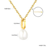 6.2 * 10mm hollow oval-shaped geometric piece assembled with 8.4 * 10mm freshwater pearls 0.4 cross chain 45+5cm+6mm round tail tag Necklace Gold asonjewelry