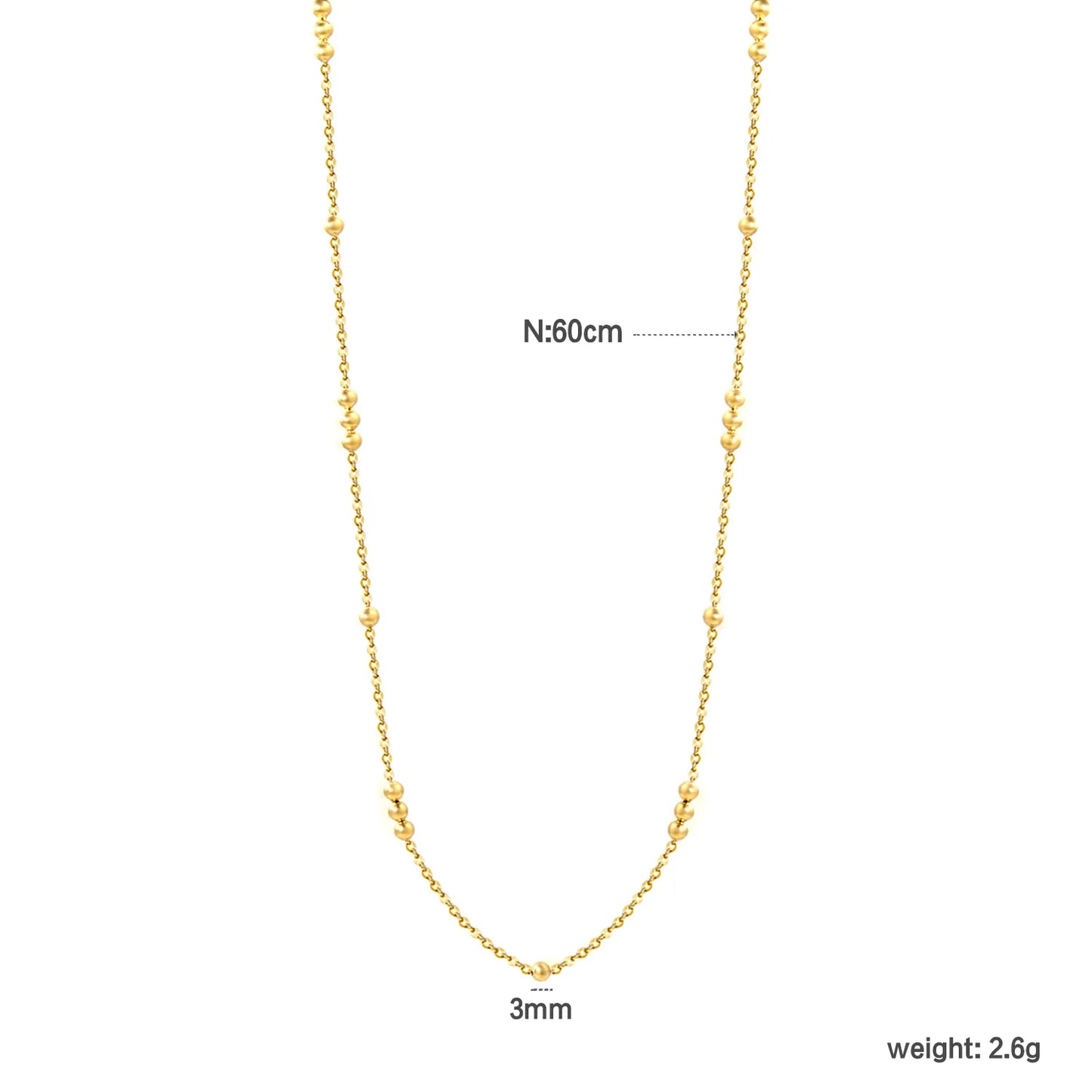(LP300645G) Ball O-Link Necklace, Gold - Asonjewelry