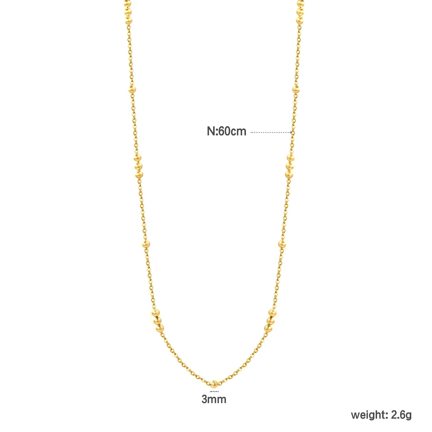 (LP300645G) Ball O-Link Necklace, Gold - Asonjewelry
