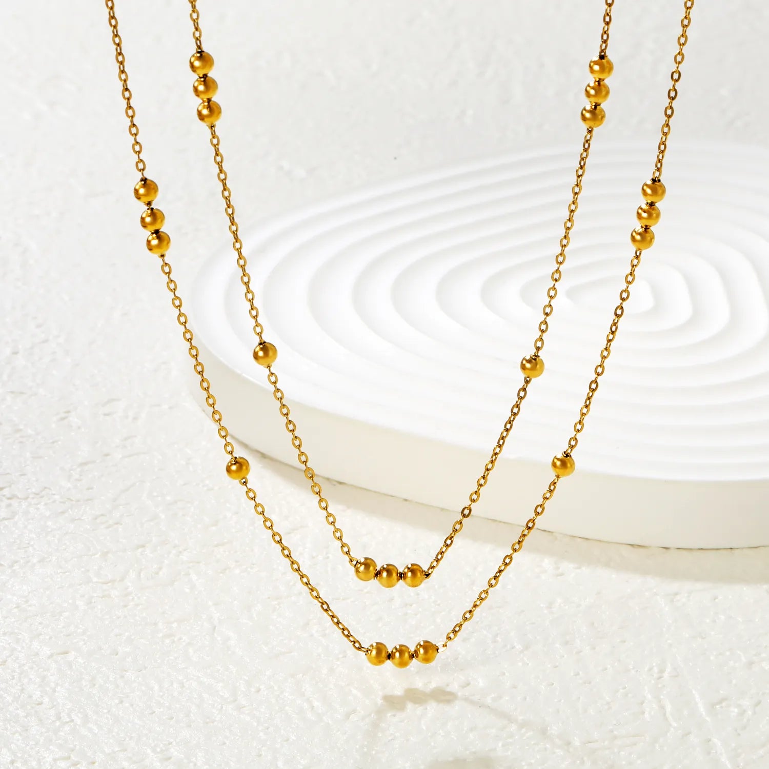 (LP300645G) Ball O-Link Necklace, Gold - Asonjewelry