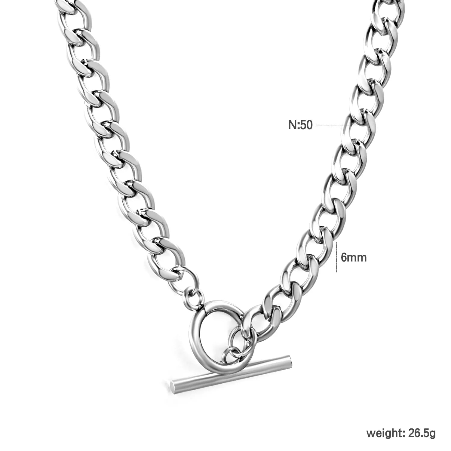 Cuban Chain OT Buckle, Steel Color - Asonjewelry