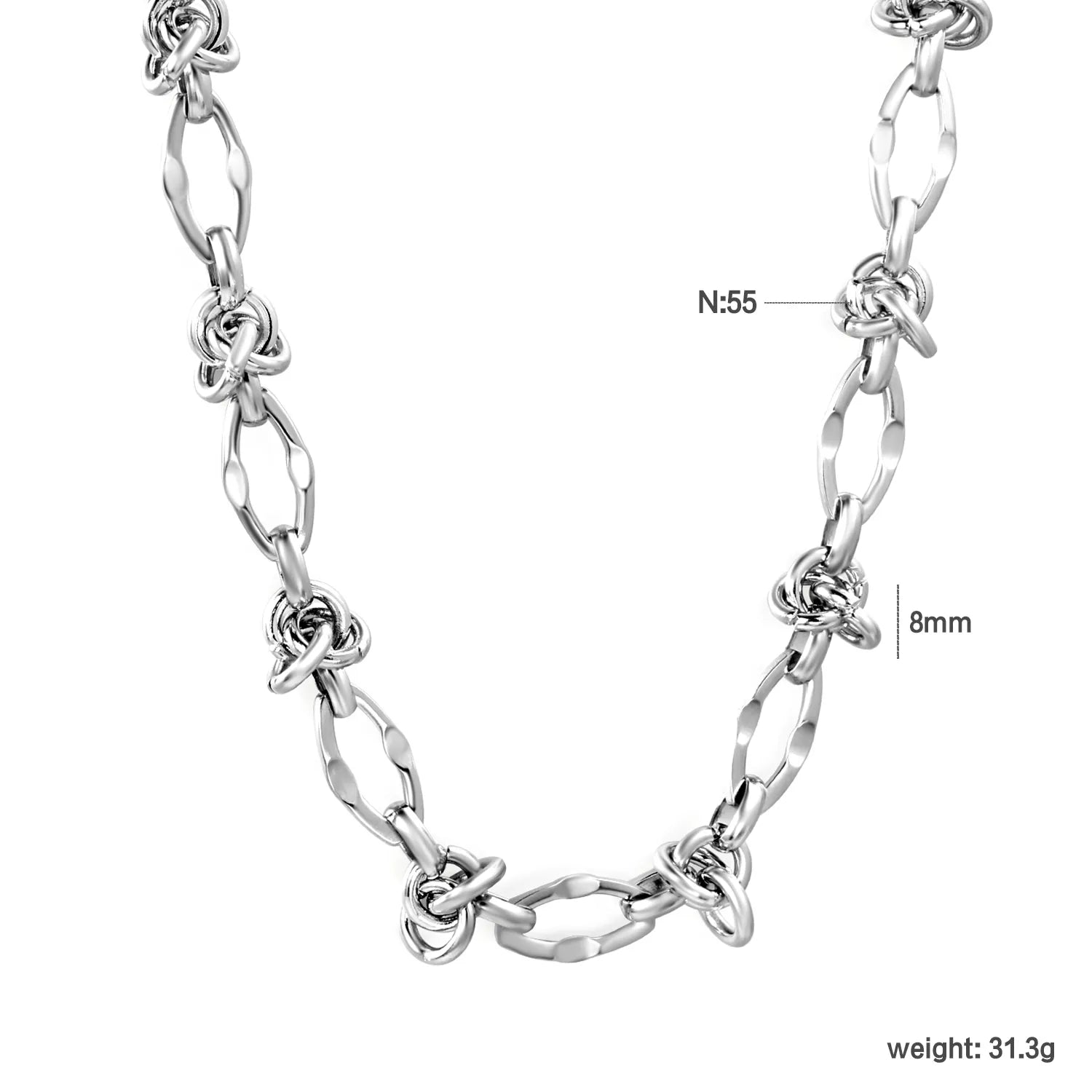 Knotted Chain, Steel Color - Asonjewelry