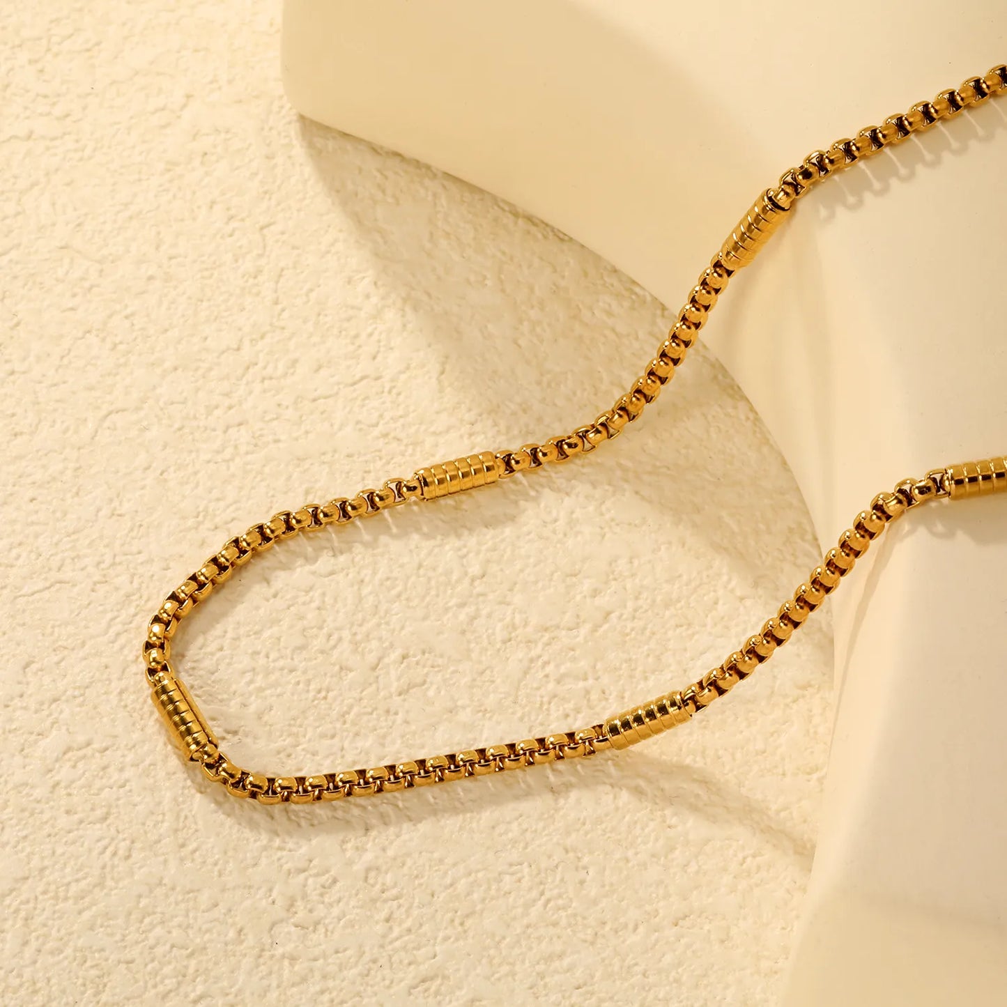 Square Pearl Clip Tube Chain Necklace, Gold - Asonjewelry