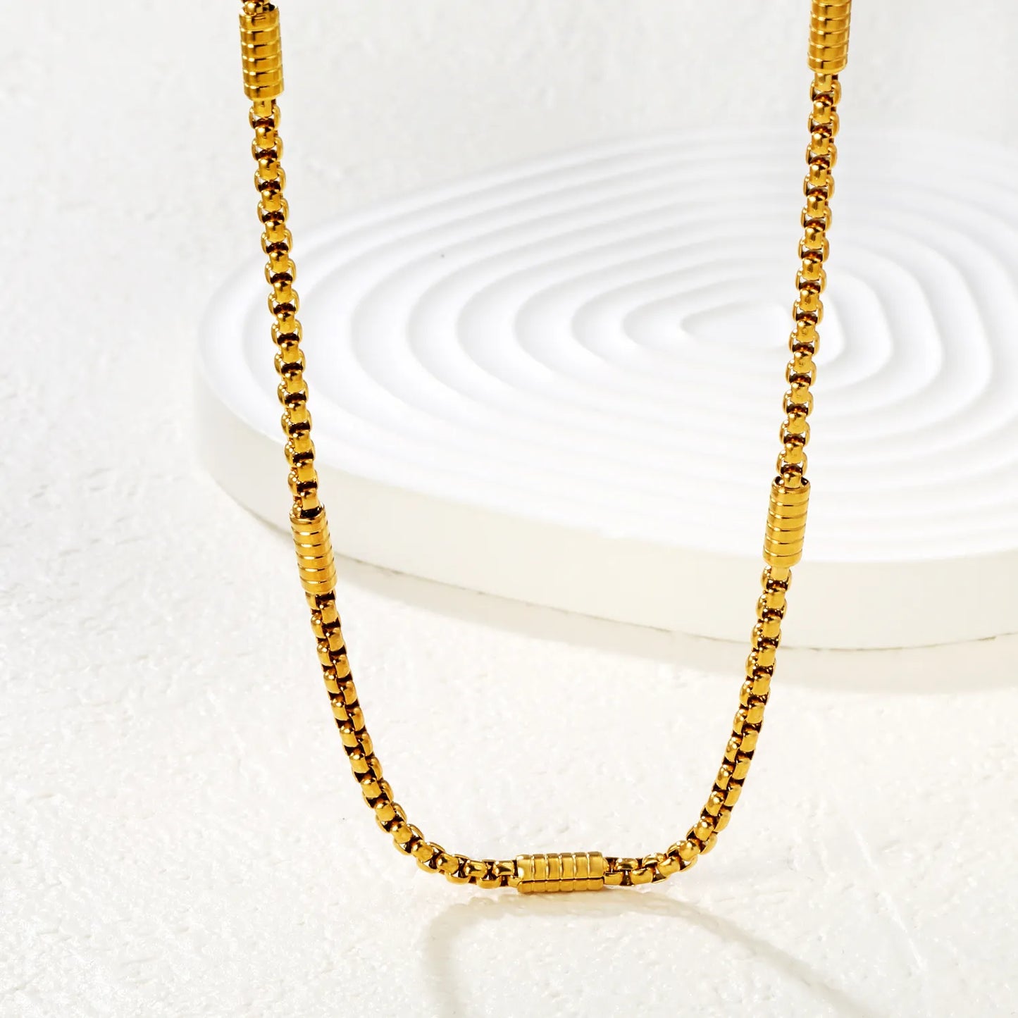 Square Pearl Clip Tube Chain Necklace, Gold - Asonjewelry