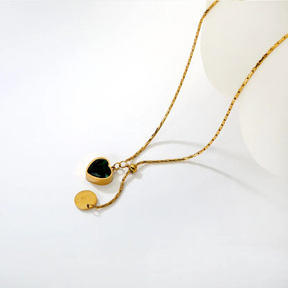 Dainty Gold Plated Green Heart Pendant Necklace for Women Minimalist Elegant Jewelry for Daily Wear and Gifting - Asonjewelry