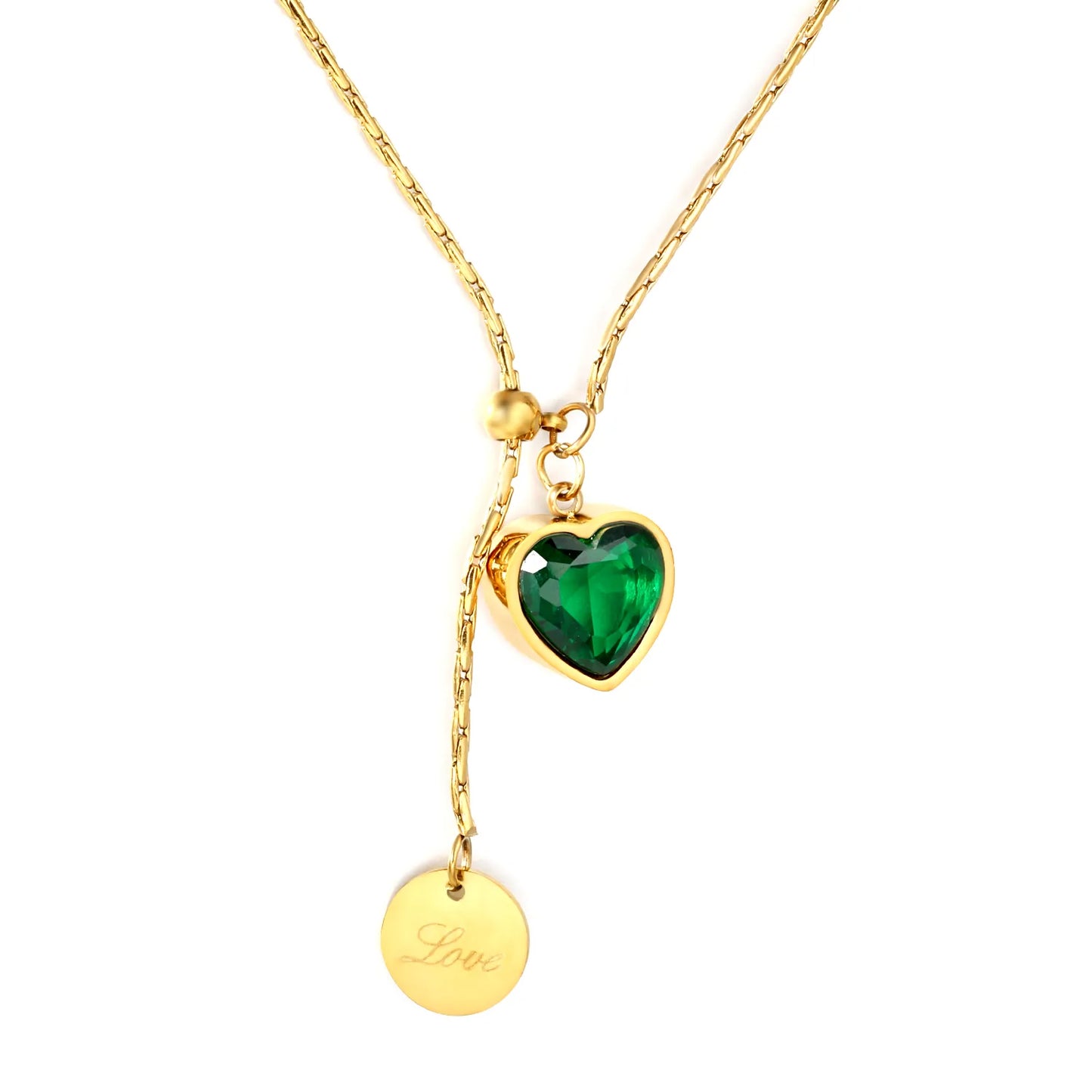 Dainty Gold Plated Green Heart Pendant Necklace for Women Minimalist Elegant Jewelry for Daily Wear and Gifting - Asonjewelry