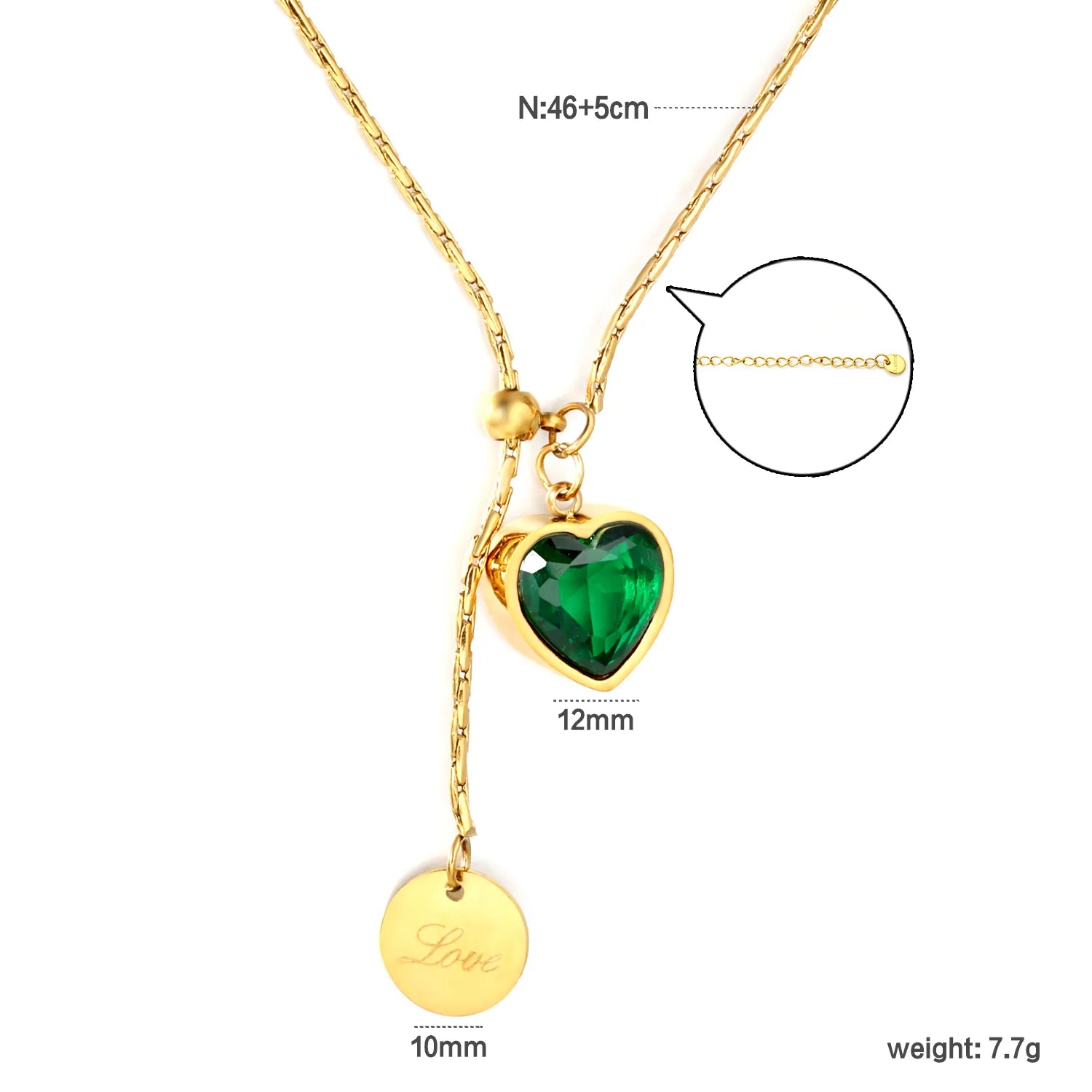 Dainty Gold Plated Green Heart Pendant Necklace for Women Minimalist Elegant Jewelry for Daily Wear and Gifting - Asonjewelry