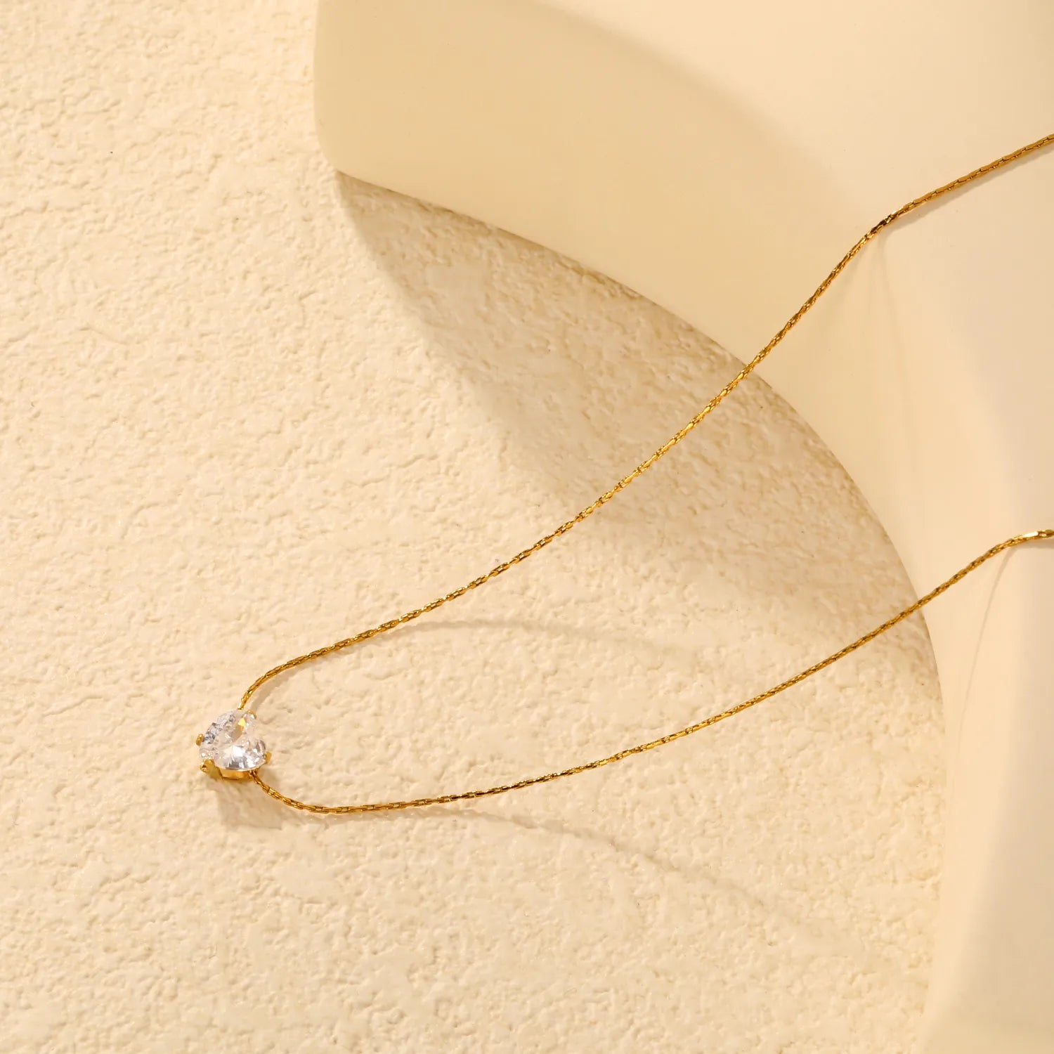 Necklace 0.3mm solid chain with cross-shaped hammer 40+5cm + round pendant Gold - Asonjewelry