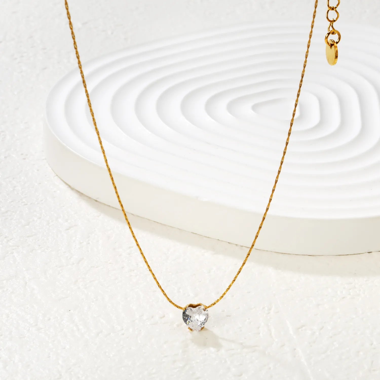 Necklace 0.3mm solid chain with cross-shaped hammer 40+5cm + round pendant Gold - Asonjewelry