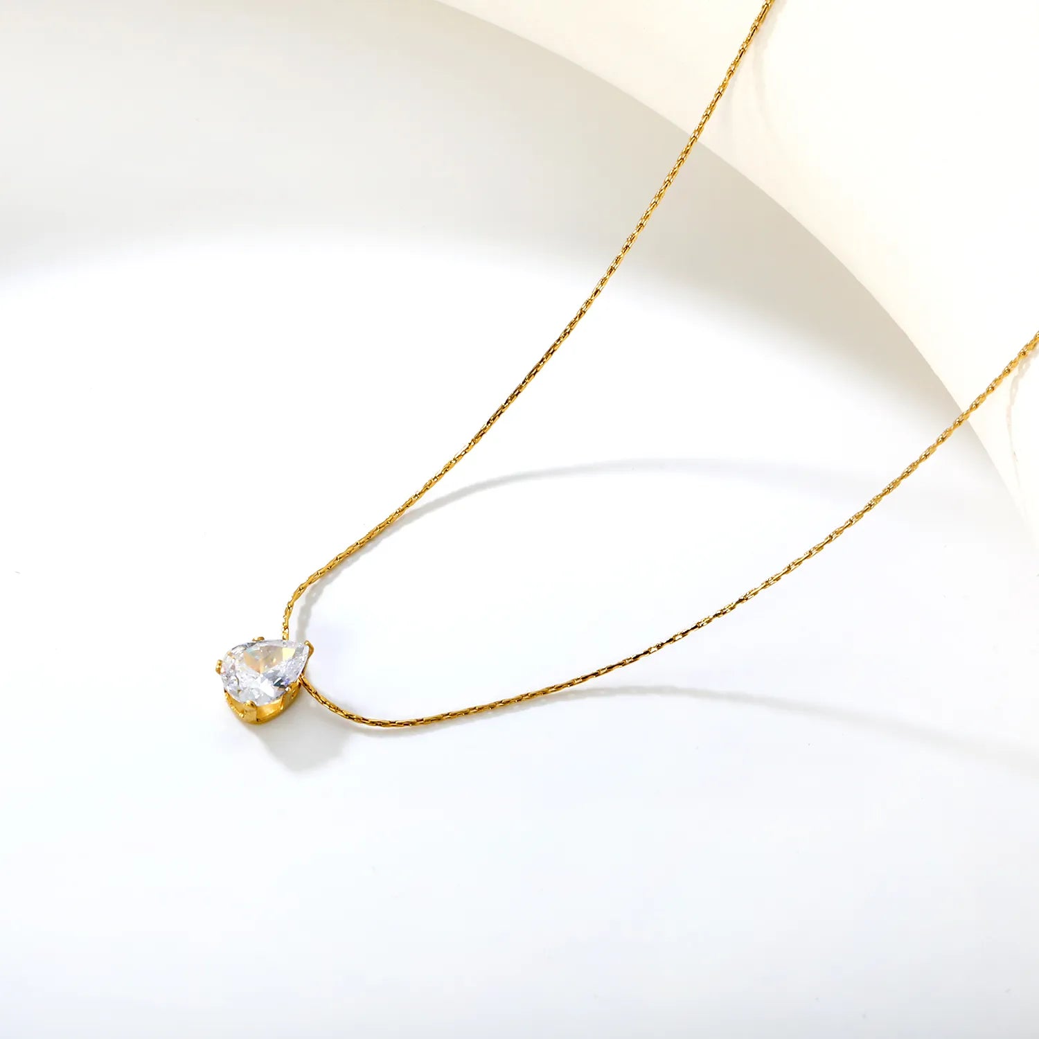 Necklace 0.3mm solid chain with cross-shaped hammer 40+5cm + round pendant Gold - Asonjewelry