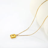 (LPN16651G model) 9*12.5mm small gold brick octagonal star with diamond pendant 2mm 40+5cm++6mm round tail label necklace gold asonjewelry