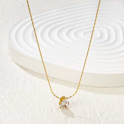 Necklace 0.3mm solid chain with cross-shaped hammer 40+5cm + round pendant Gold - Asonjewelry