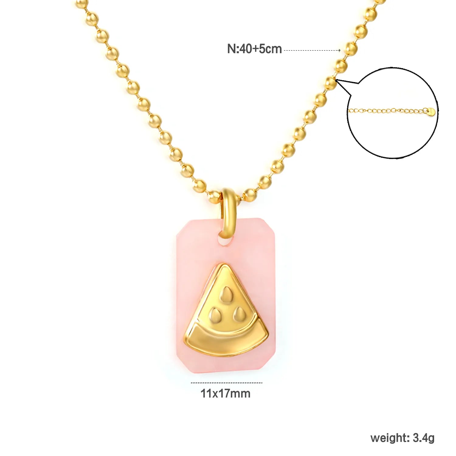 1.5mm Bead Chain: 45+5cm + 6mm End Cap Accessory: 6.6*11mm Acrylic: 11*17mm, Approx. 2mm Thickness Process: Acrylic Adhesive Attachment - Asonjewelry