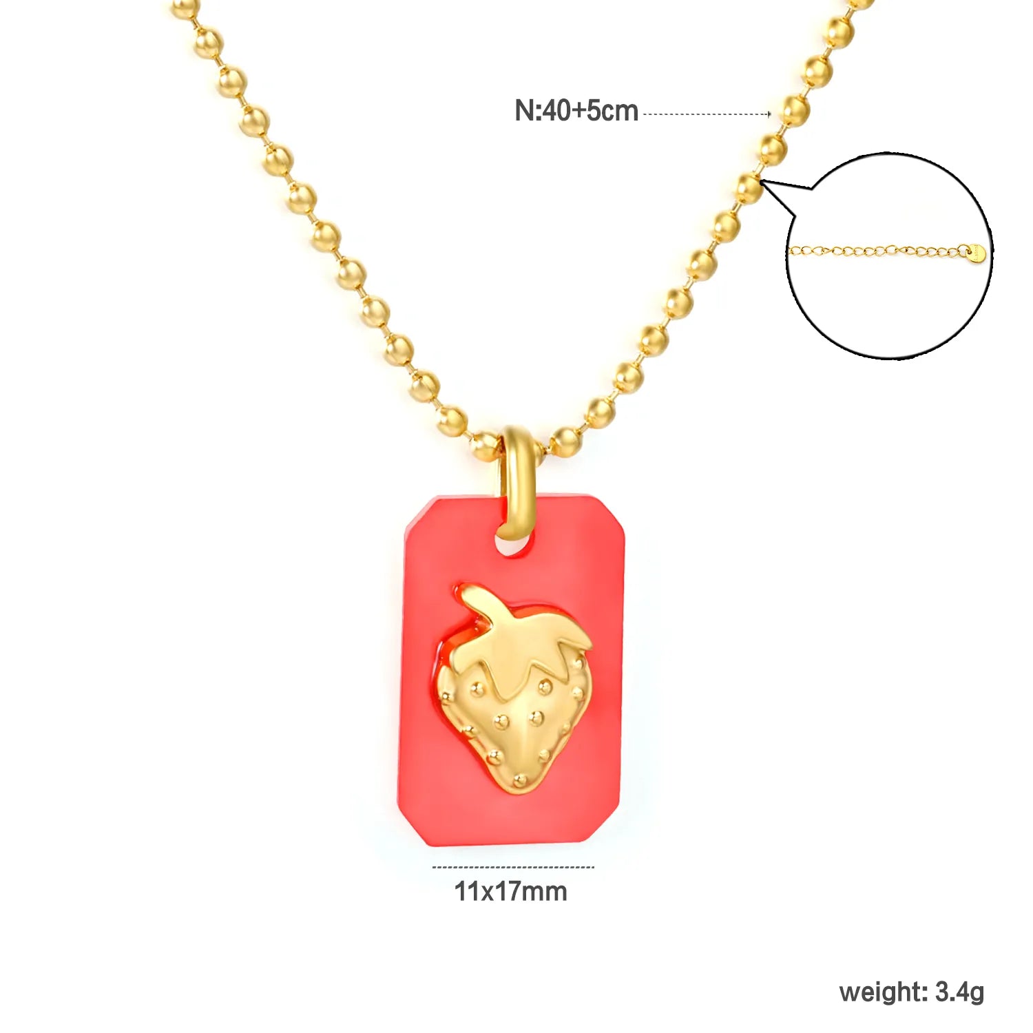 1.5mm Bead Chain: 45+5cm + 6mm End Cap Accessory: 6.6*11mm Acrylic: 11*17mm, Approx. 2mm Thickness Process: Acrylic Adhesive Attachment - Asonjewelry