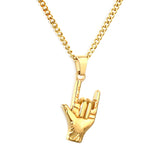 13.2 * 25mm hand pendant, 2mm four-sided polished chain, 40 + 5cm + 6mm round tail tag, necklace, steel color / gold color