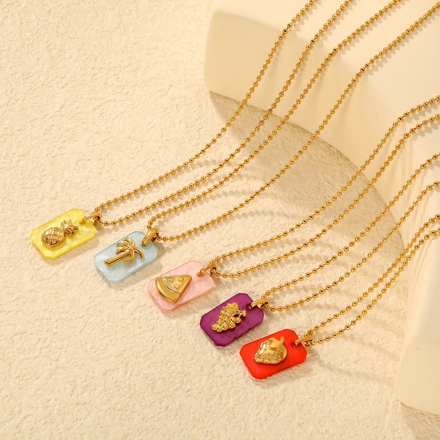 1.5mm Bead Chain: 45+5cm + 6mm End Cap Accessory: 6.6*11mm Acrylic: 11*17mm, Approx. 2mm Thickness Process: Acrylic Adhesive Attachment - Asonjewelry