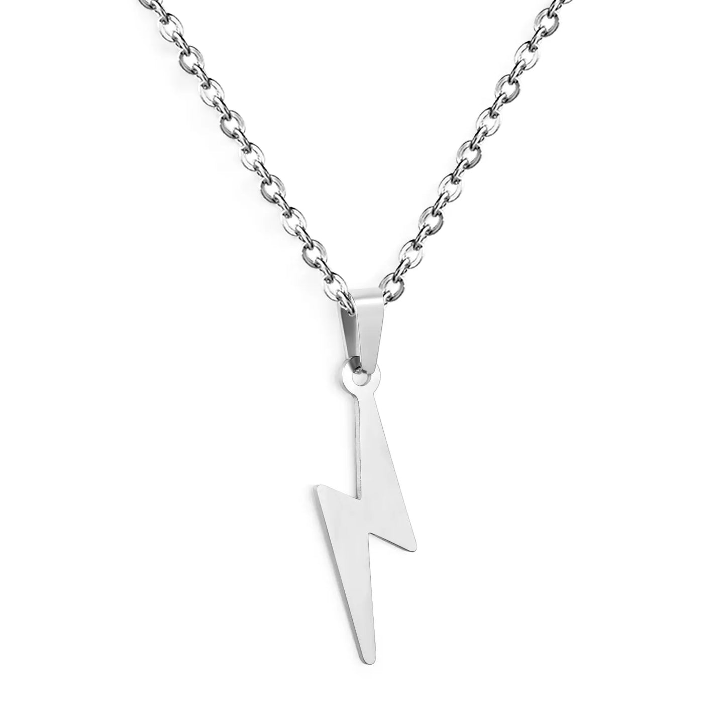 Lightning Pendant Necklace in Steel Gold - Asonjewelry