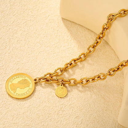 Cut Disc Pendant Necklace in Gold - Asonjewelry
