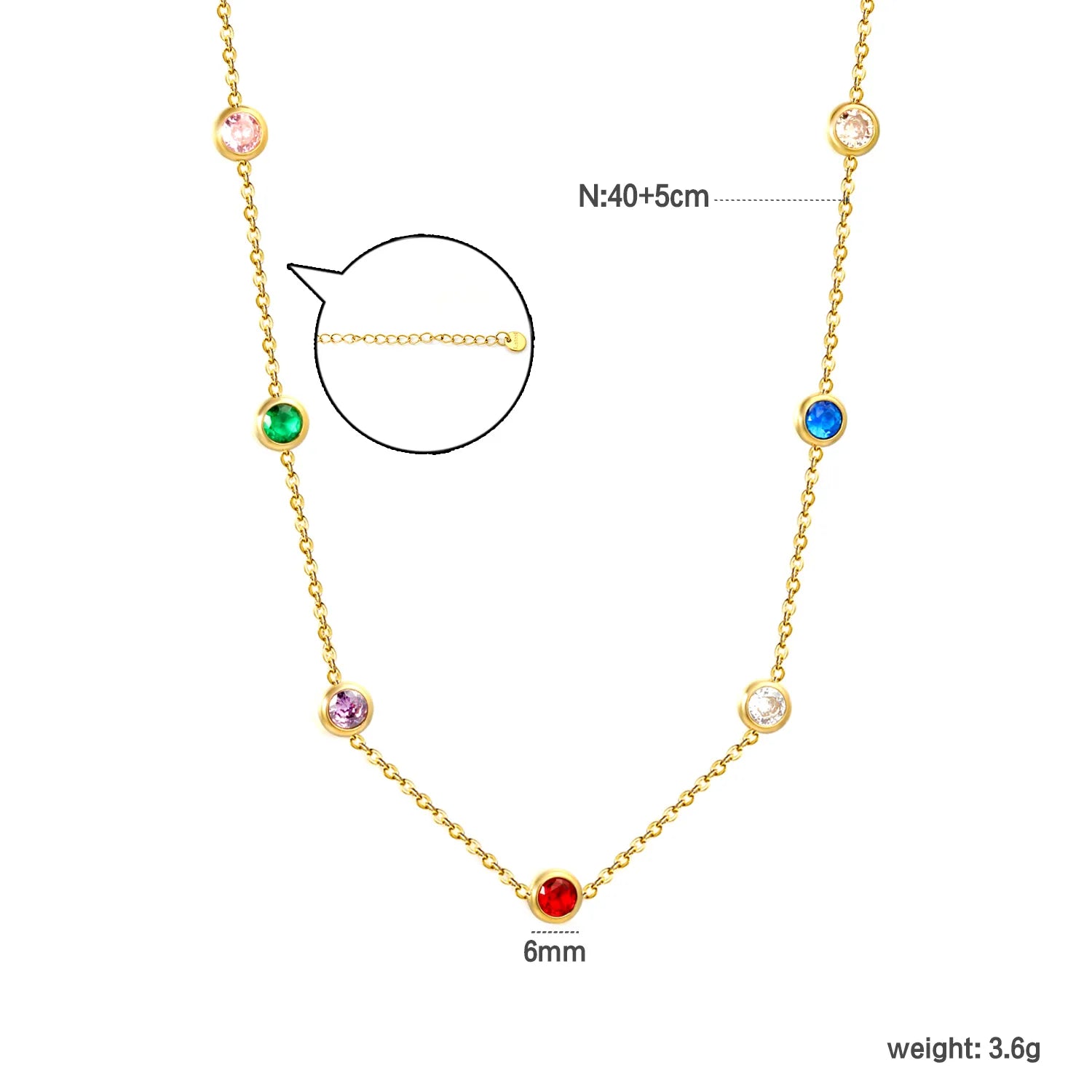 Seven-Stone Mixed-Color Diamond Necklace in Gold - Asonjewelry