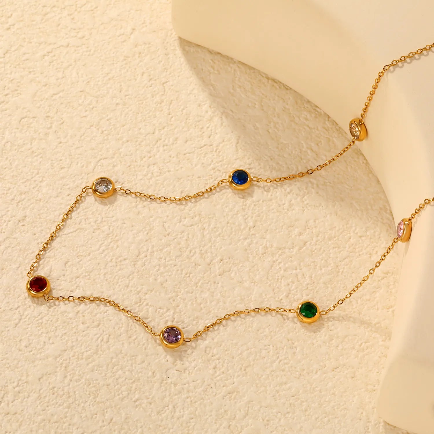 Seven-Stone Mixed-Color Diamond Necklace in Gold - Asonjewelry