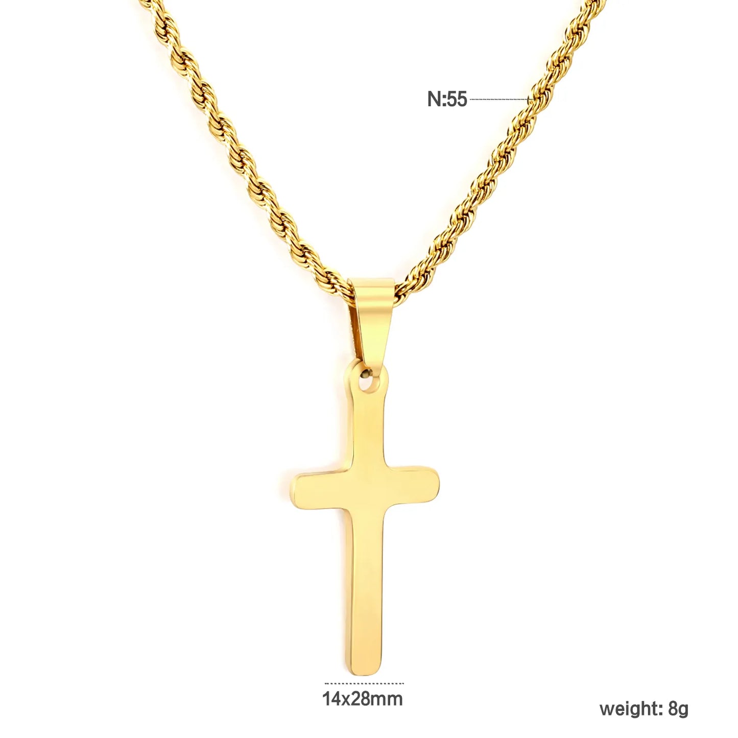 (LPN02301S) Brushed Cross Pendant Necklace Steel Gray, Gold - Asonjewelry