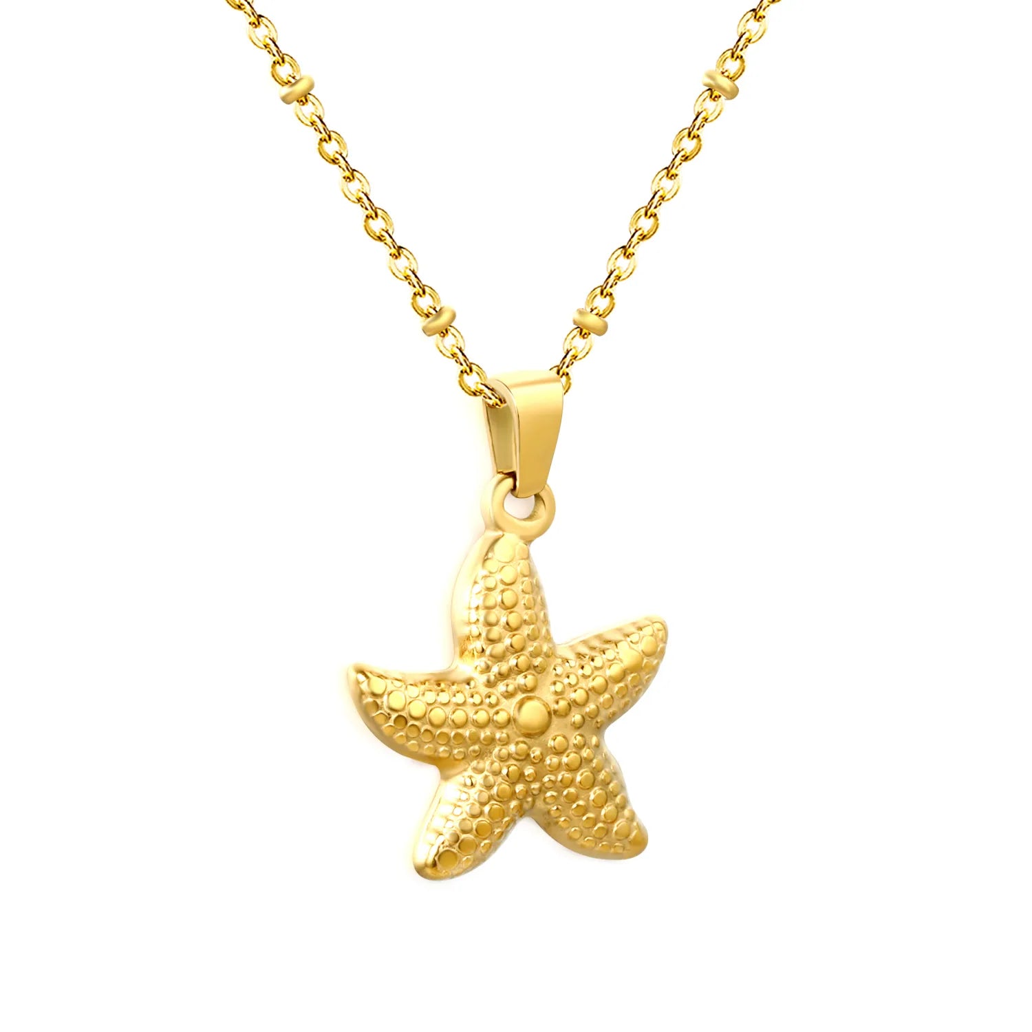 Starfish Bead Chain Necklace in Gold - Asonjewelry