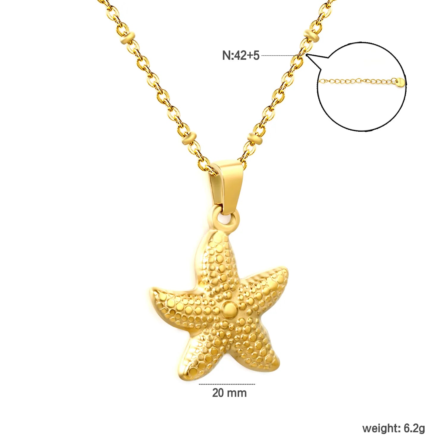 Starfish Bead Chain Necklace in Gold - Asonjewelry