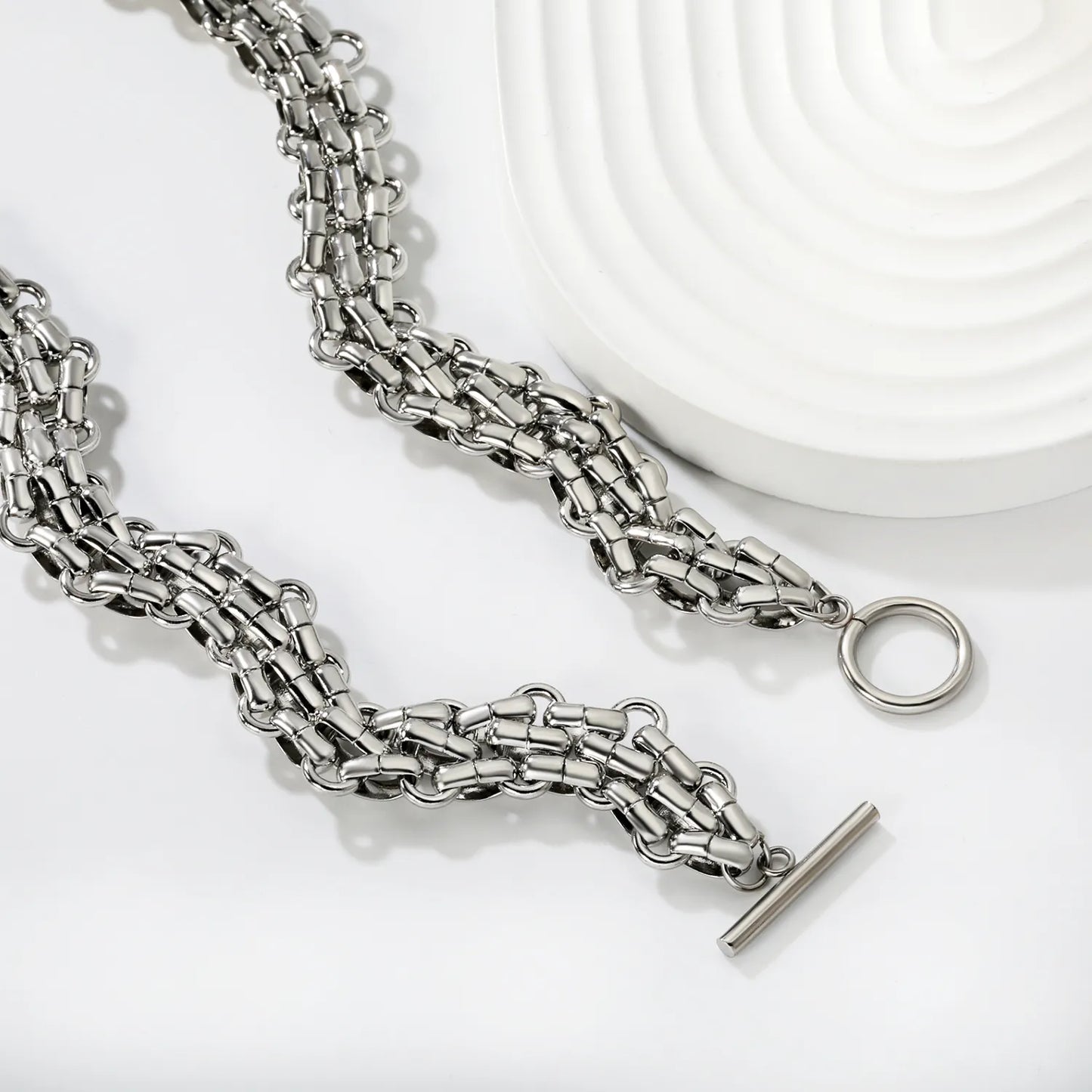 Braided Necklace, Steel Color - Asonjewelry