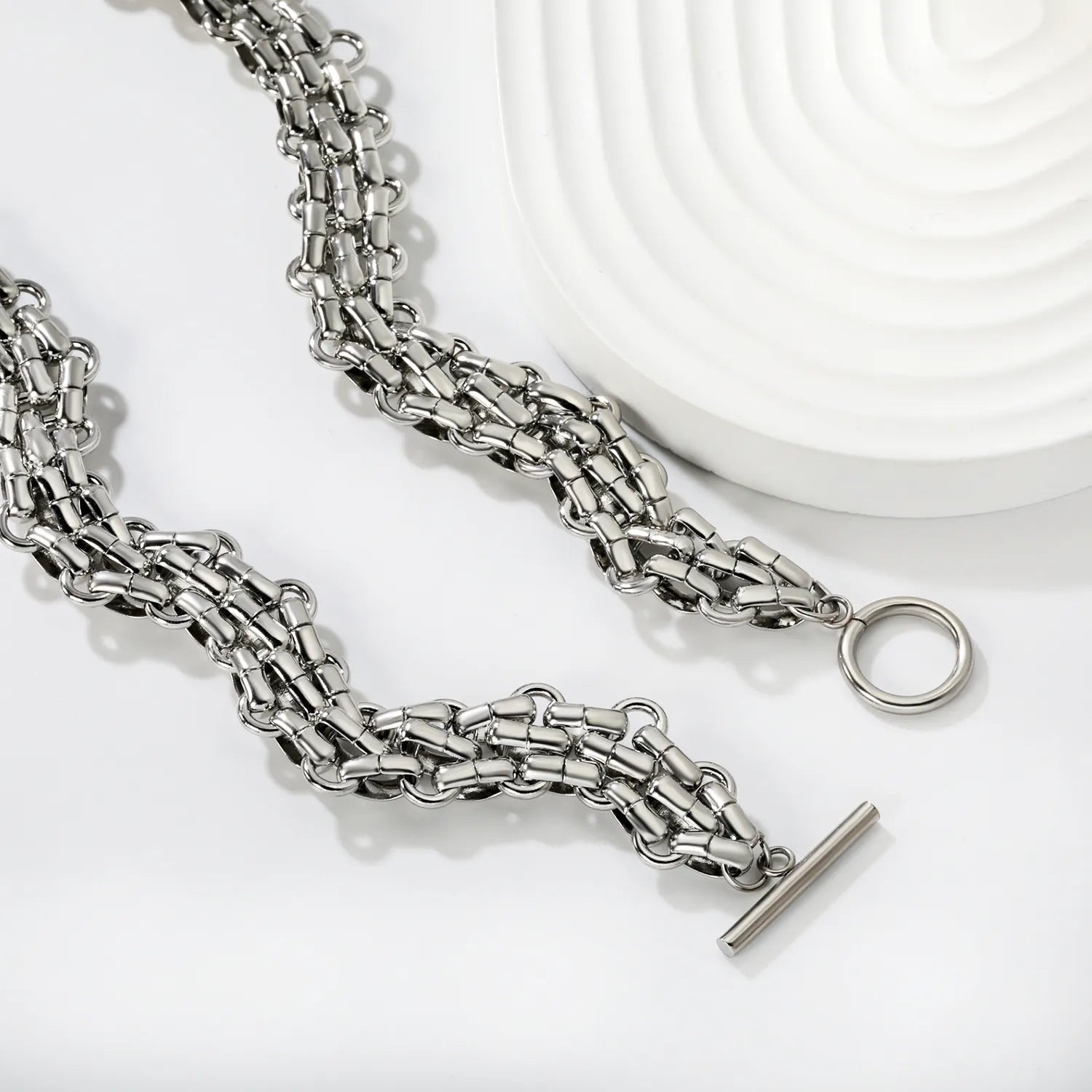 Braided Necklace, Steel Color - Asonjewelry