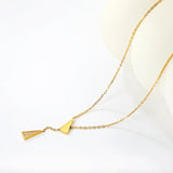 5.3*12.4mm geometric triangular set of diamonds + 5.3*12.4mm smooth geometric triangular 0.35-cross-chain 45 + 5cm + 6mm round tail tag necklace - golden asonjewelry