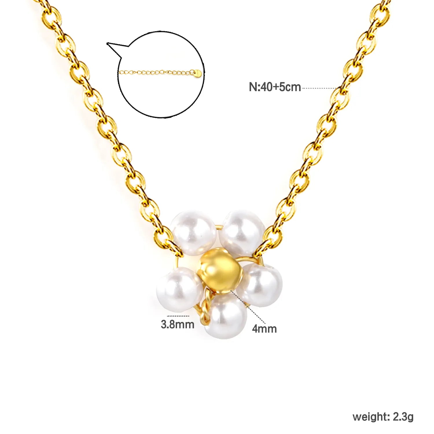 Five-Petaled Flower Pearl Necklace in Gold - Asonjewelry