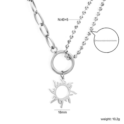 Openwork Sun Necklace Steel Gray & Gold - Asonjewelry