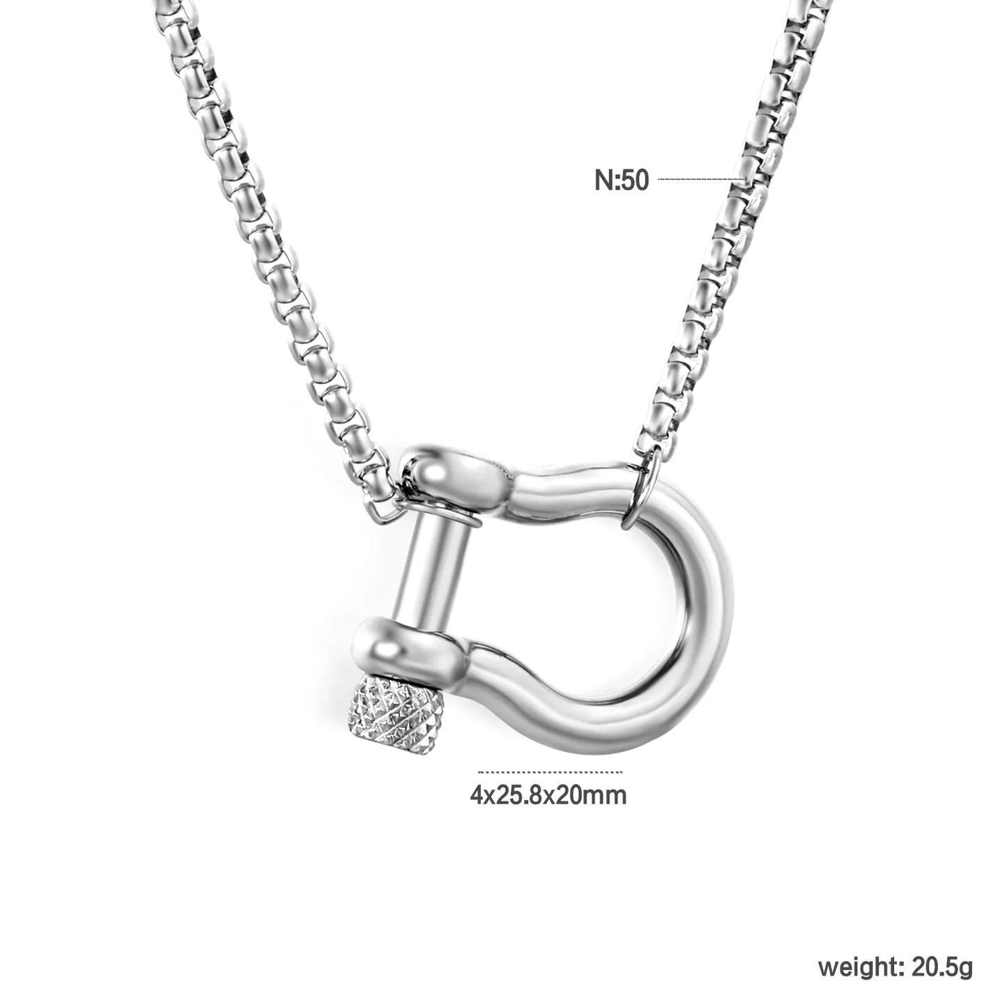 Horseshoe Buckle Necklace Steel Gray, Gold - Asonjewelry