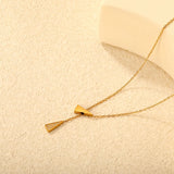5.3*12.4mm geometric triangular set of diamonds + 5.3*12.4mm smooth geometric triangular 0.35-cross-chain 45 + 5cm + 6mm round tail tag necklace - golden asonjewelry