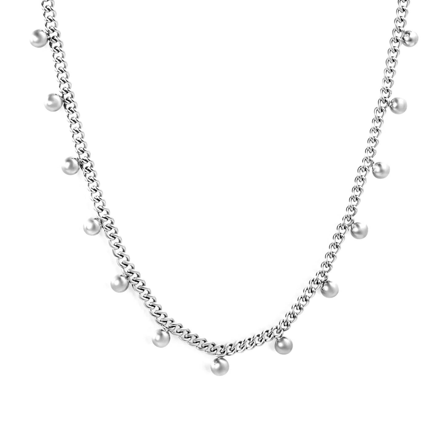 Baby's Breath Round Bead Necklace Steel Gray & Gold - Asonjewelry