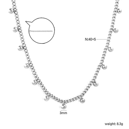 Baby's Breath Round Bead Necklace Steel Gray & Gold - Asonjewelry