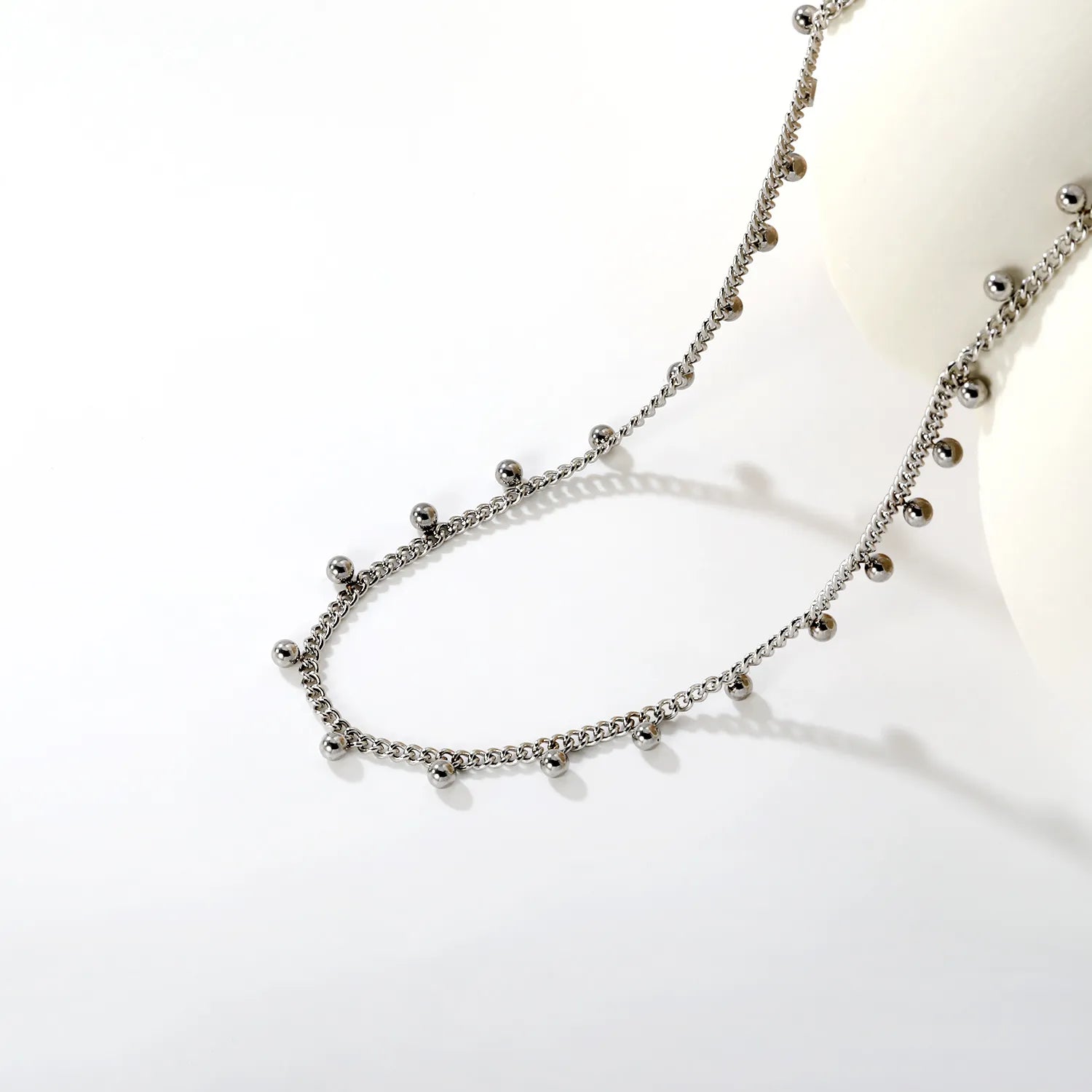 Baby's Breath Round Bead Necklace Steel Gray & Gold - Asonjewelry