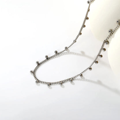 Baby's Breath Round Bead Necklace Steel Gray & Gold - Asonjewelry