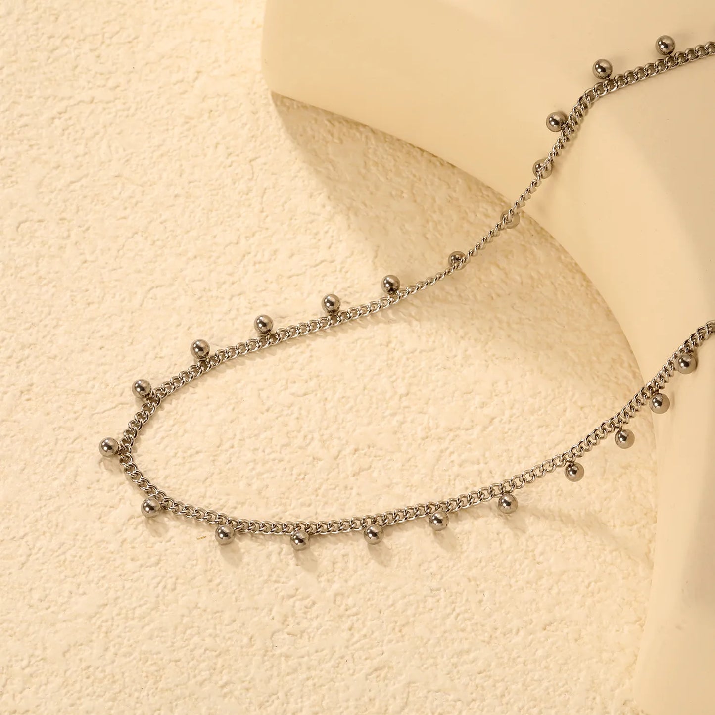 Baby's Breath Round Bead Necklace Steel Gray & Gold - Asonjewelry