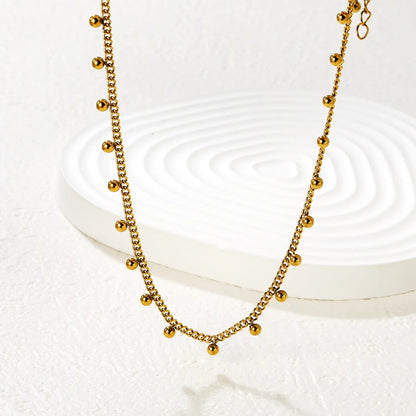 Baby's Breath Round Bead Necklace Steel Gray & Gold - Asonjewelry