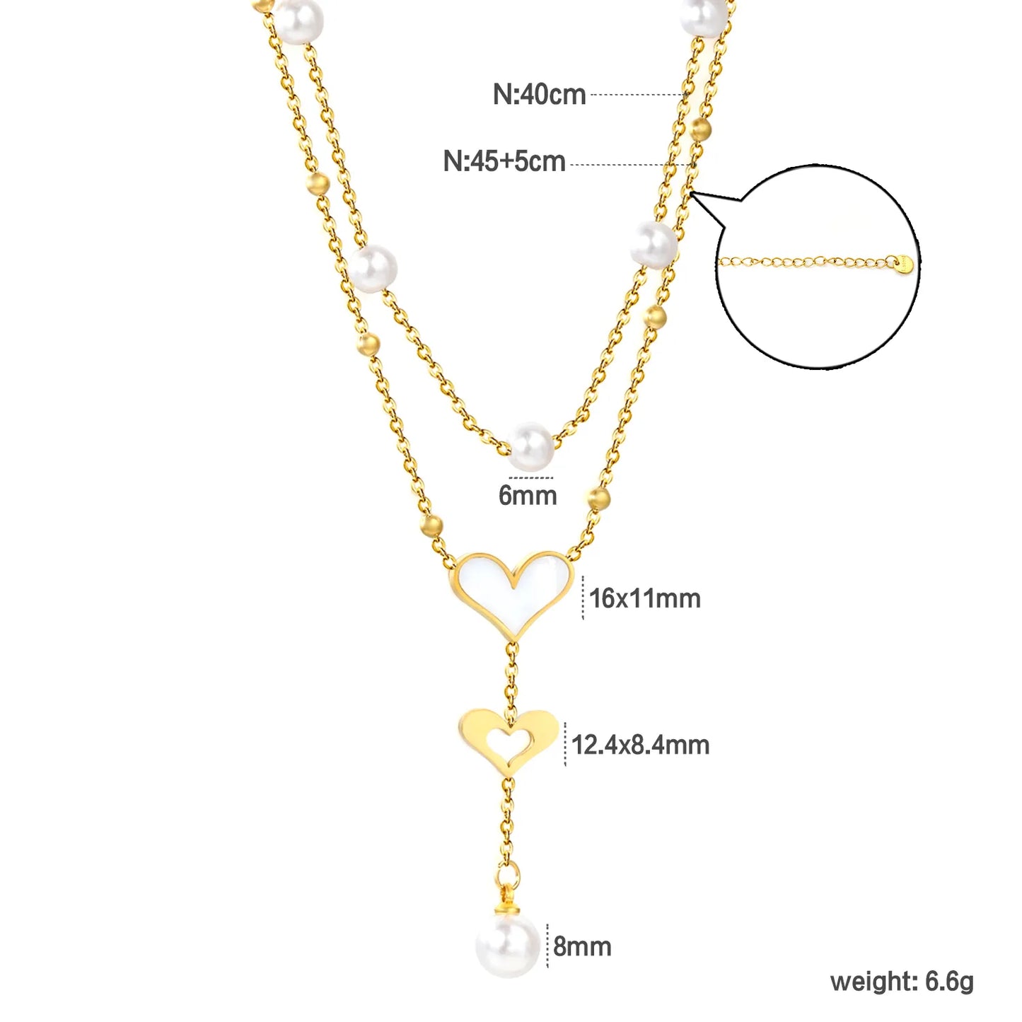 Pearl Heart Tassel Pendant Necklace in Gold - Asonjewelry