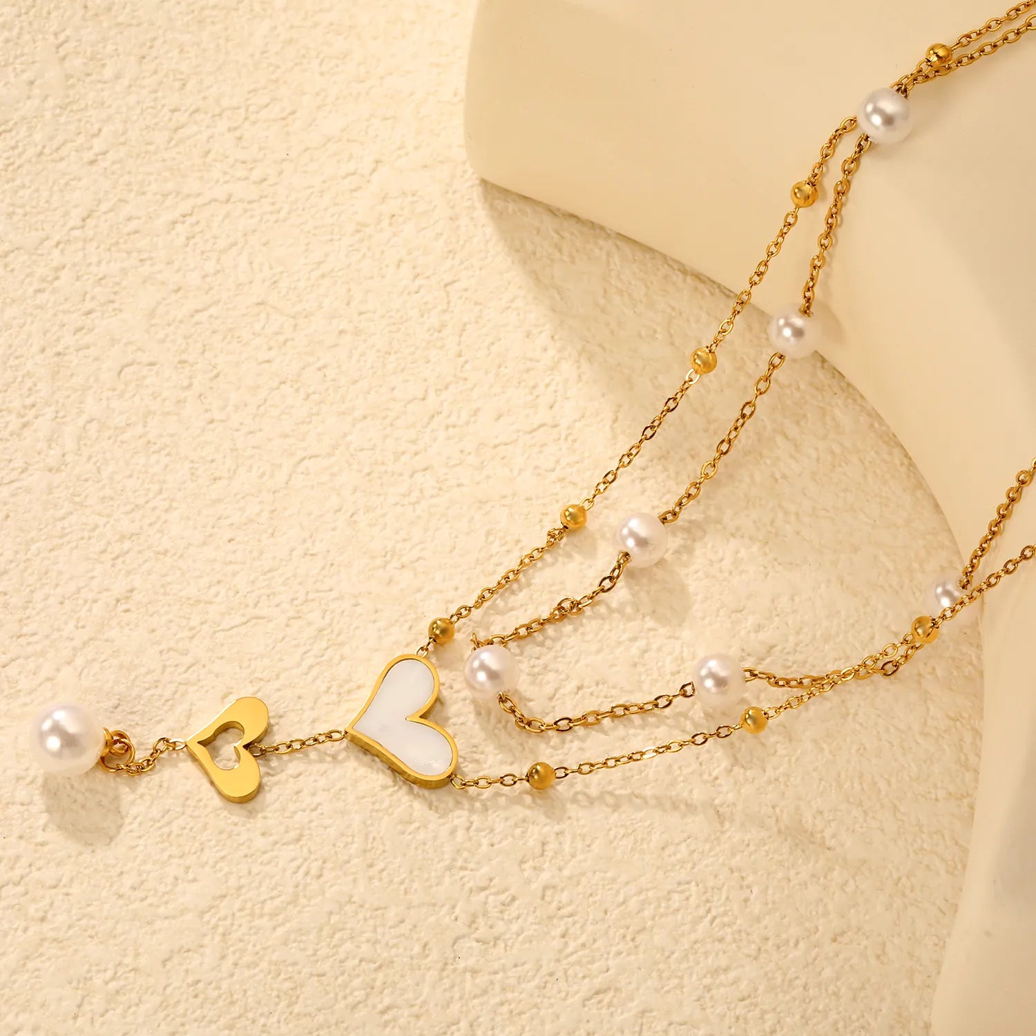 Pearl Heart Tassel Pendant Necklace in Gold - Asonjewelry