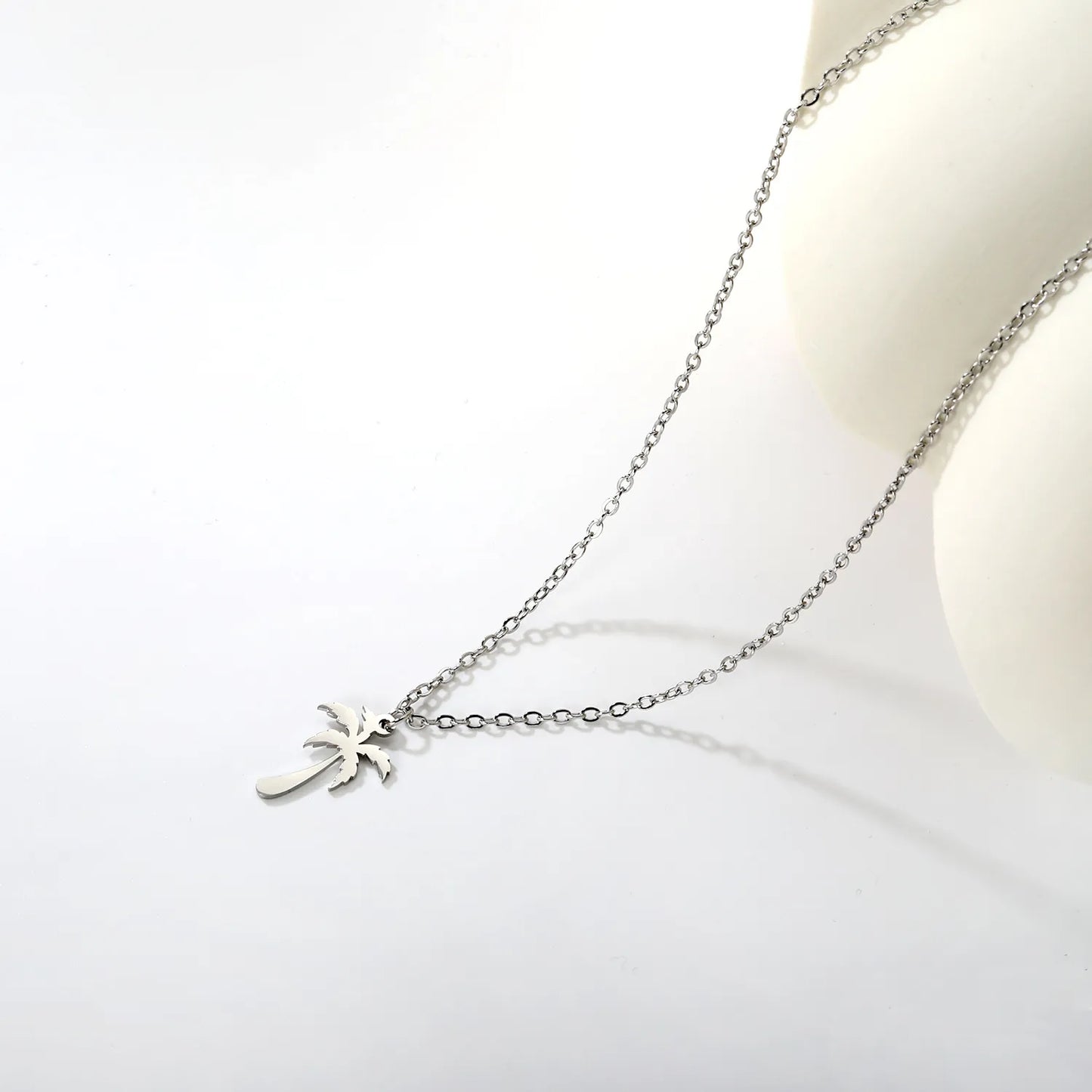 Coconut Tree Pendant Necklace Steel Gray  Gold - Asonjewelry