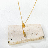 5.3*12.4mm geometric triangular set of diamonds + 5.3*12.4mm smooth geometric triangular 0.35-cross-chain 45 + 5cm + 6mm round tail tag necklace - golden asonjewelry