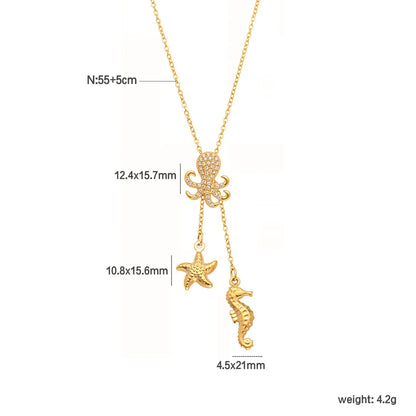 Ocean Gold 04 Cross Chain 55+5cm + 4.5*8.6 Elliptical Tag Accessories Fish 12*17mm + Star 11 + Horse 7.5*21mm
