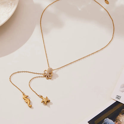 Ocean Gold 04 Cross Chain 55+5cm + 4.5*8.6 Elliptical Tag Accessories Fish 12*17mm + Star 11 + Horse 7.5*21mm