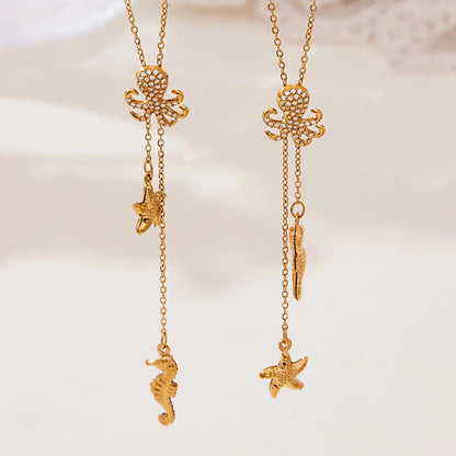 Ocean Gold 04 Cross Chain 55+5cm + 4.5*8.6 Elliptical Tag Accessories Fish 12*17mm + Star 11 + Horse 7.5*21mm