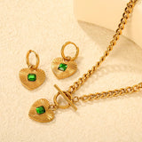 White Diamond Heart Set - Gold  Earrings: 2.0*10 heart accessories, 18*16mm  Pendant: 18*16mm  OT Clasp: 1.4*5, Side Chain: 43cm asonjewelry