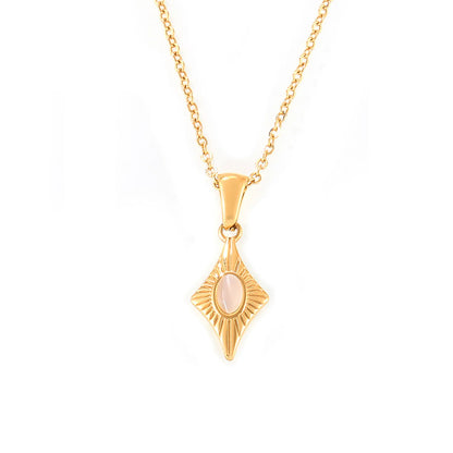 Cat's Eye Necklace Gold 05 Cross Chain 40+5cm + 4*11mm Rectangular Tag 8.9*18.8+4*7.5mm Seed Clasp Stone 3*4.8mm