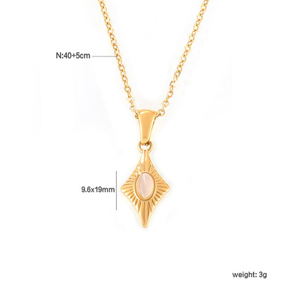 Cat's Eye Necklace Gold 05 Cross Chain 40+5cm + 4*11mm Rectangular Tag 8.9*18.8+4*7.5mm Seed Clasp Stone 3*4.8mm